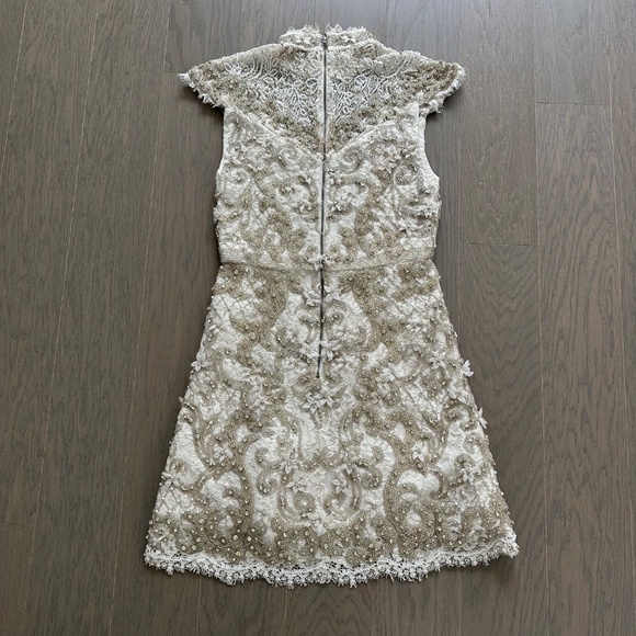 Alice + Olivia PRIA White Beaded Rhinestone Crystal Mini Dress Lace - Size 2 - Picture 3 of 14